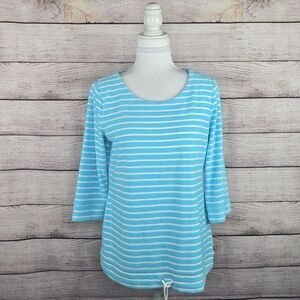 Talbots Stripe Soft Terry Cloth Drawstring Hem Top Cover Up Medium Petite NWT
